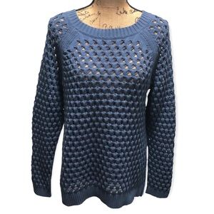 {Talbots} Blue Open Knit Cotton Blend Sweater excellent condition